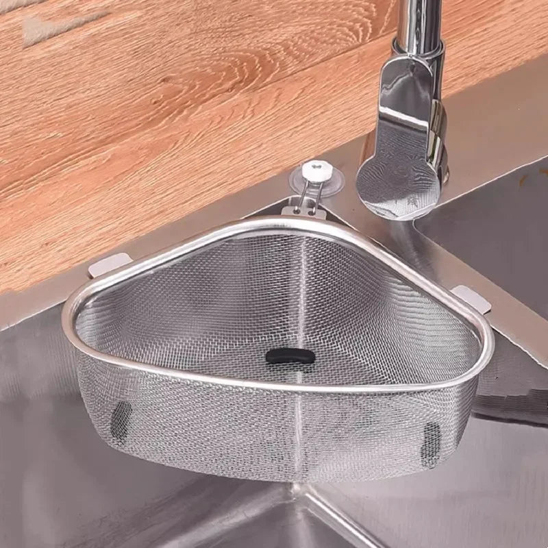 Kitchen Sink Drain Basket Stainless Steel Triangle Water Basin Strainer Food Debris Waste Drainier Storage Organizer for Home