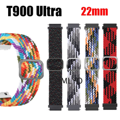 LAXASFIT T900 Ultra Smart watch Strap Women men watches Band Nylon Belt Adjustable Soft Bracelet 22MM