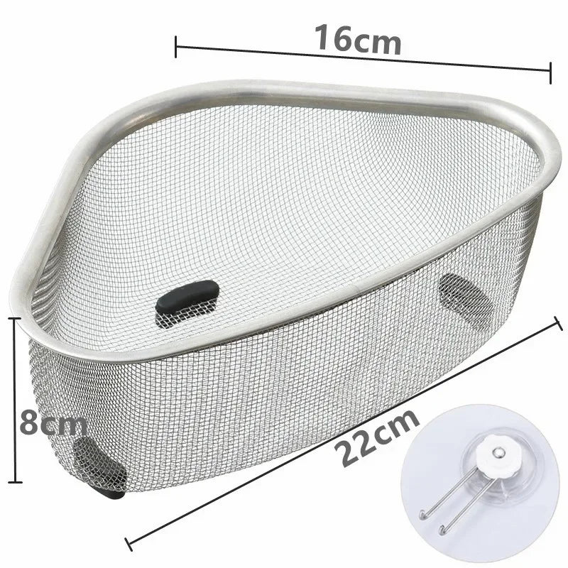 Kitchen Sink Drain Basket Stainless Steel Triangle Water Basin Strainer Food Debris Waste Drainier Storage Organizer for Home