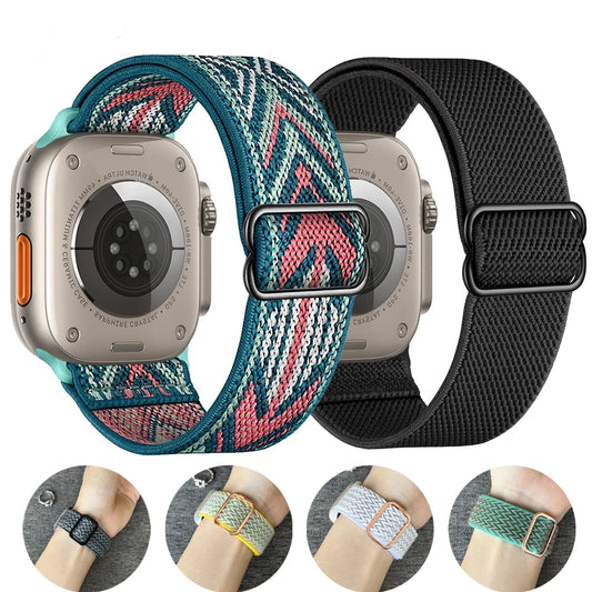 Elastic Nylon Scrunchie Strap For IWO Series 7 8 Smart Watch I7 W37 T500 W27 T900 I8 Pro DT100 X8 XS8 Max 49mm Ultra