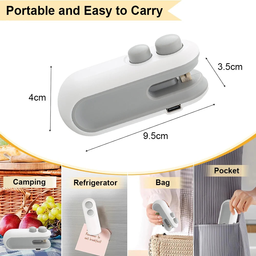 2IN1 Mini Sealing Machine USB Rechargable Heat Sealer Storage Bag Plastic Package Sealer