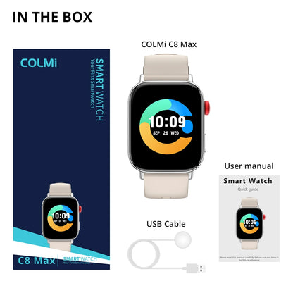 New COLMI C8 Max Voice Calling Smart Watch 1.93" Large HD Color Display Health and Fitness Tracking