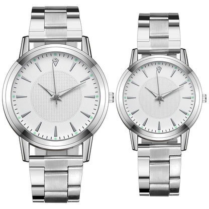 2PCS Couple's Watches Men Business Watch Fashion Stainless Steel Band Analog Women Quartz Watch(Without Box)