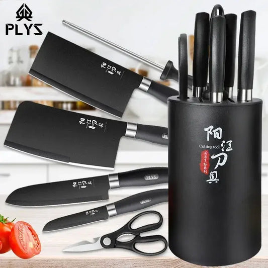 High Quality Black Steel Knife Set Home Multi-Functional Sharp Bone Cutting Knife, Chef's Slicing Knife, Kitchen Accessories