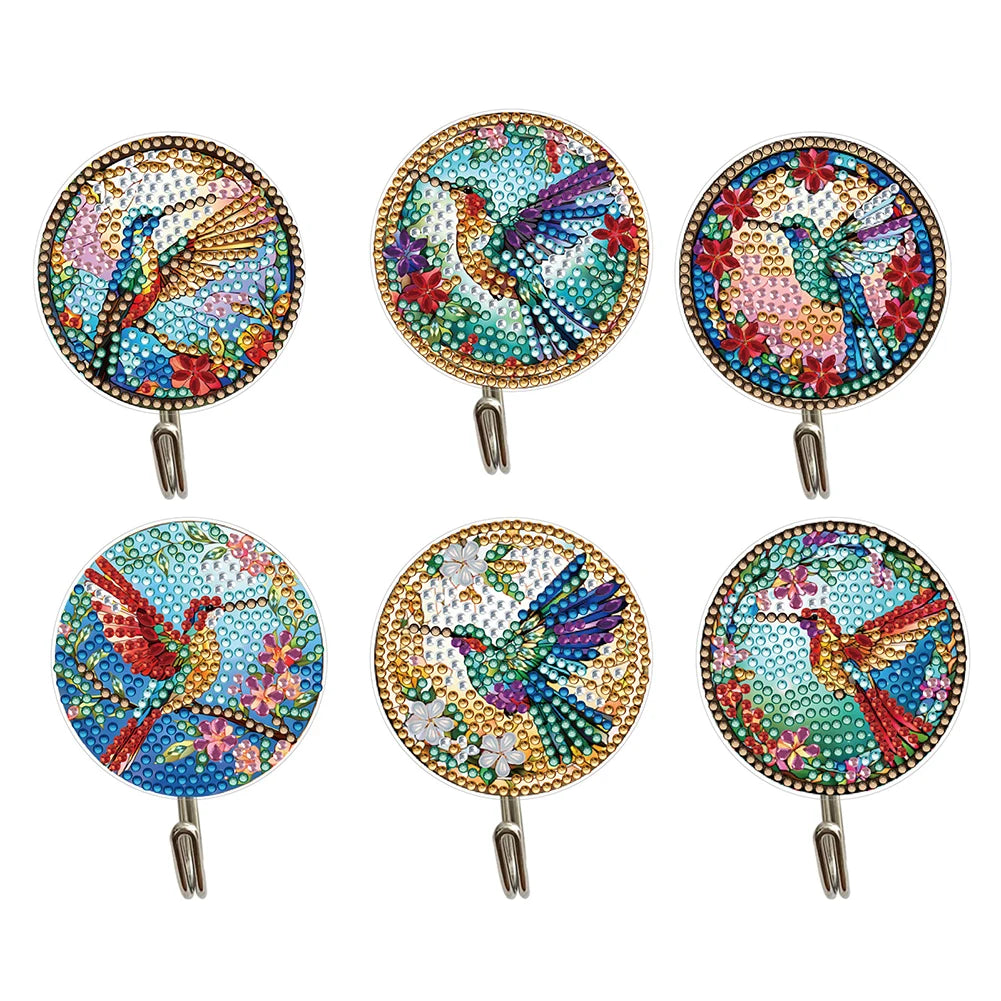 Bird Wooden Diamond Art Hanging Hooks with 3 Hooks Rhinestone Painting Coat Hook DIY Diamond Painting Art Hooks